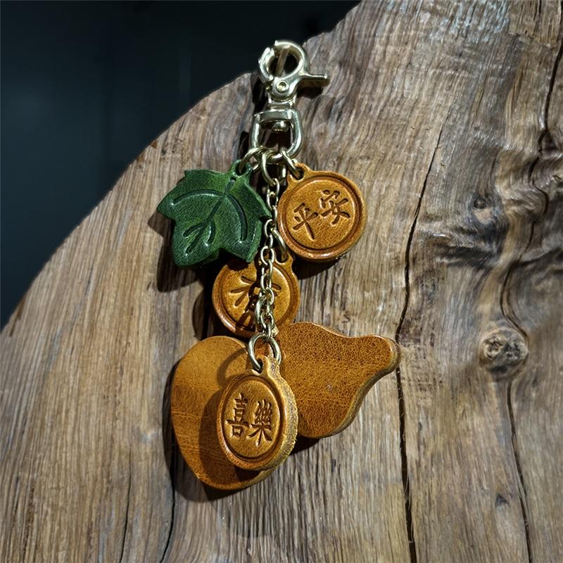 

Genuine leather keychain pendant for bag, handmade and high quality жовтий