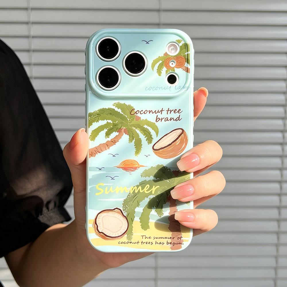 Summer coconut tree is suitable for iPhone17PM mobile phone case, anti-drop Apple 16/15Pro new 17 protective case idea