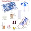 1 Set Dollhouse Mini Sunshade Umbrella Deckchairs Fairy Garden Decoration Summer Beach Micro Landscape DIY Accessories