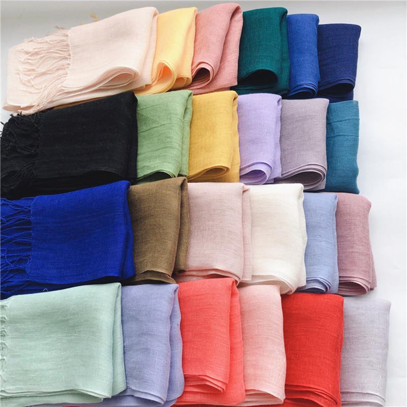 Japanese Fashion Pure Linen Scarf Solid Color Four Seasons Available Shawl Sunshade Fashion Women Silk Scarf Direct Supply