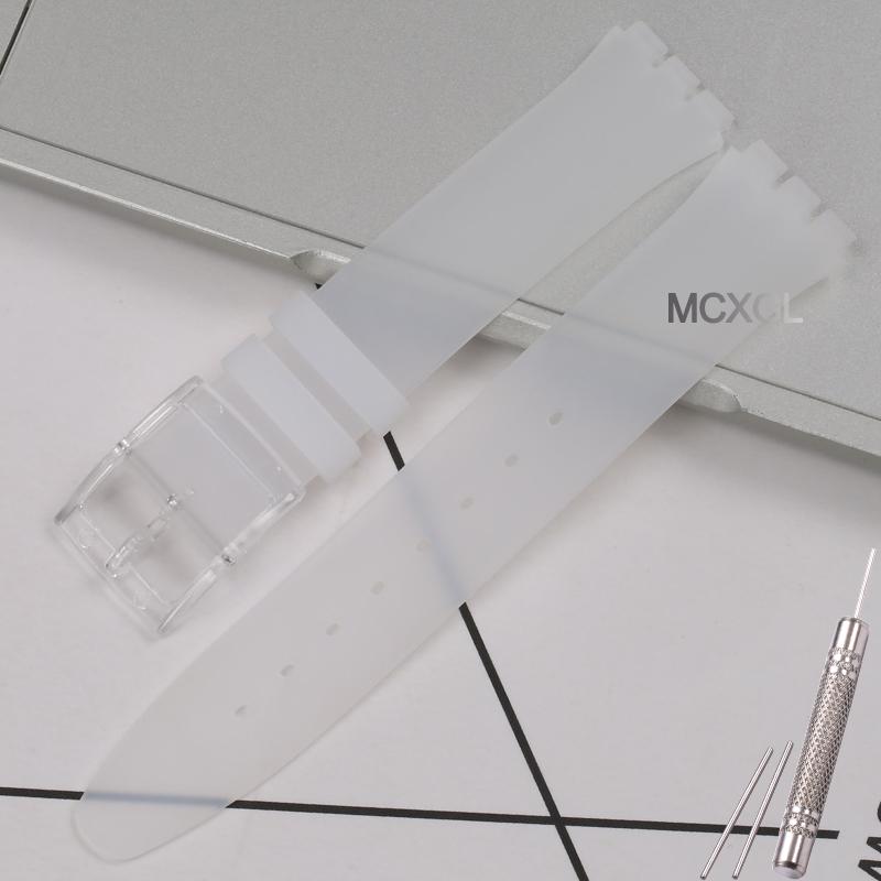 16mm Ultra-thin Silicone Strap For Swatch Classic Thin Silicone Watch Strap Special Three Forks Waterproof Bracelet