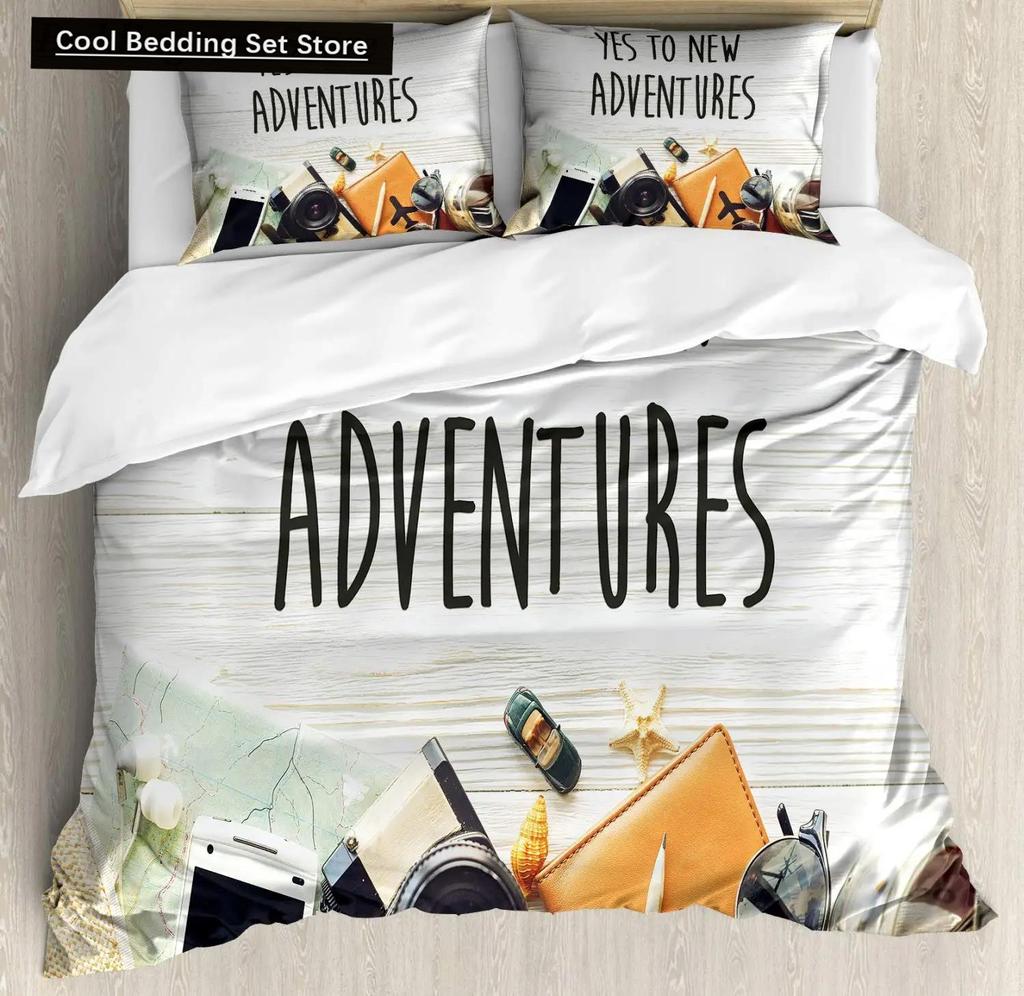 Adventure Duvet Cover Set Wilderness Themed Duvet Cover Set Bedclothes Double Queen King Size Polyester Bedding Set Pillowcase
