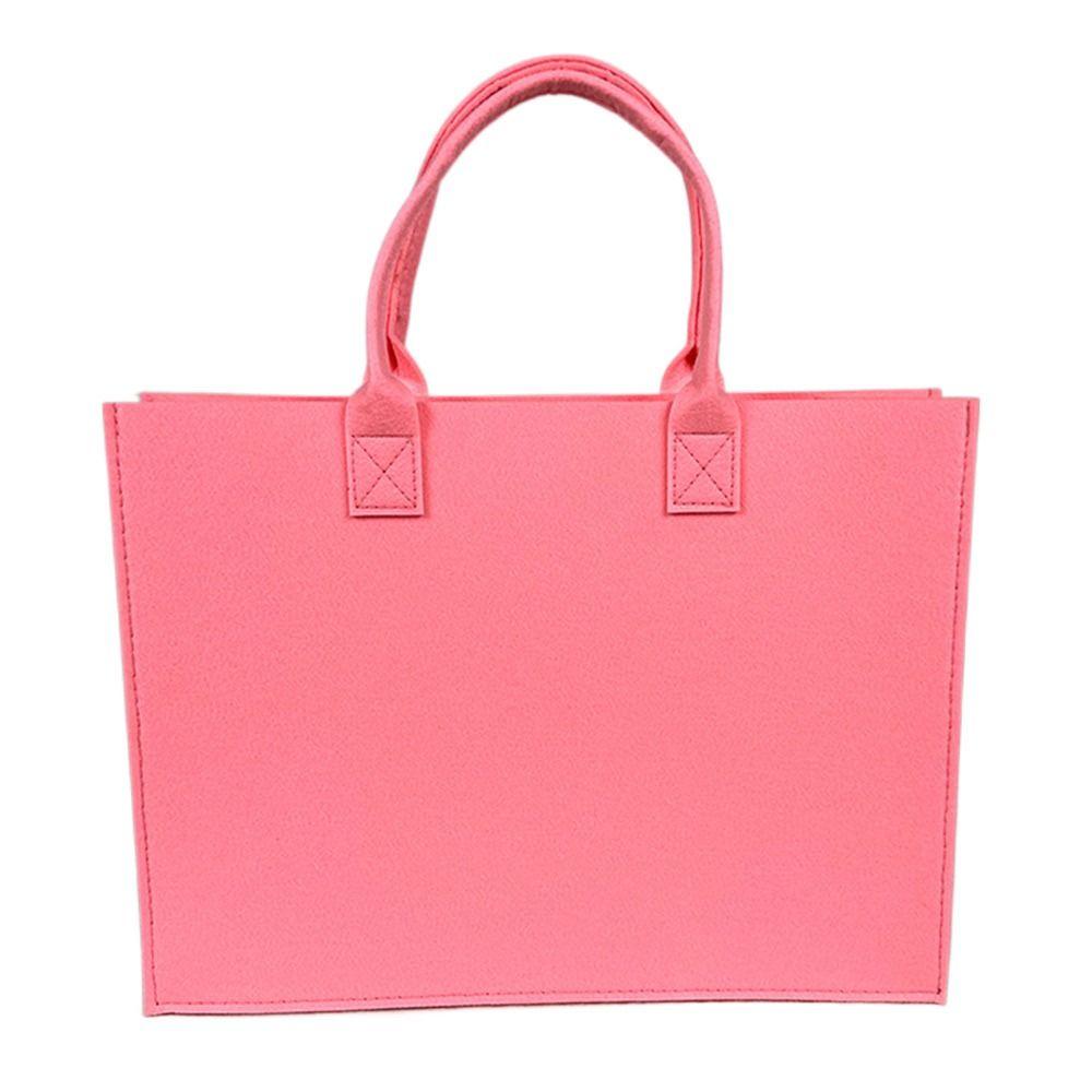 

Large Capacity Felt Shoulder Bag Messenger Bag Fashion Solid Color Handbag Simple Tote Bag Shopping Bag for Woman Girls розовый