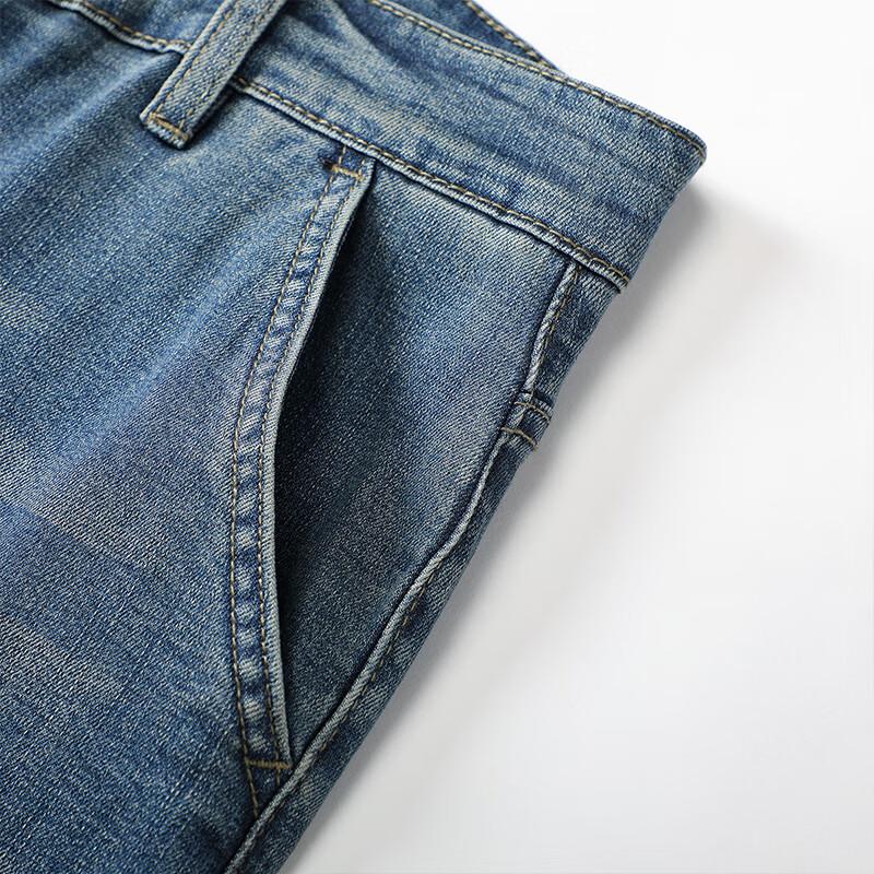 JOW Men's Retro Washed Loose Straight Jeans