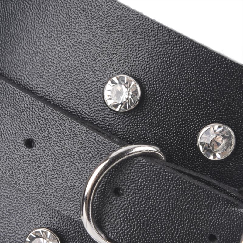 Buy Gothic Punk Leather Belt Women Ring Chain Rhinestone Waist