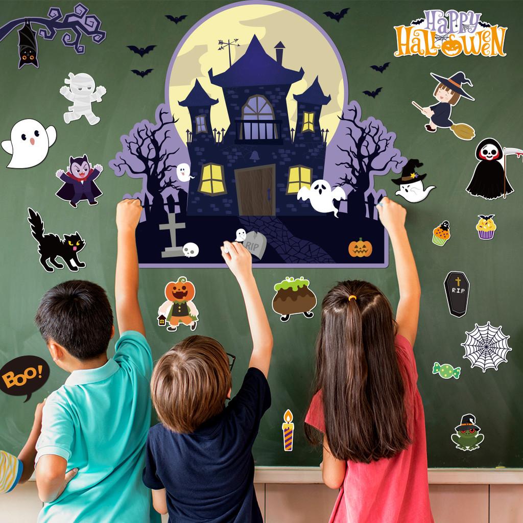 Classroom Halloween Theme Indoor Castle Decor Stickers Set With Material Paper