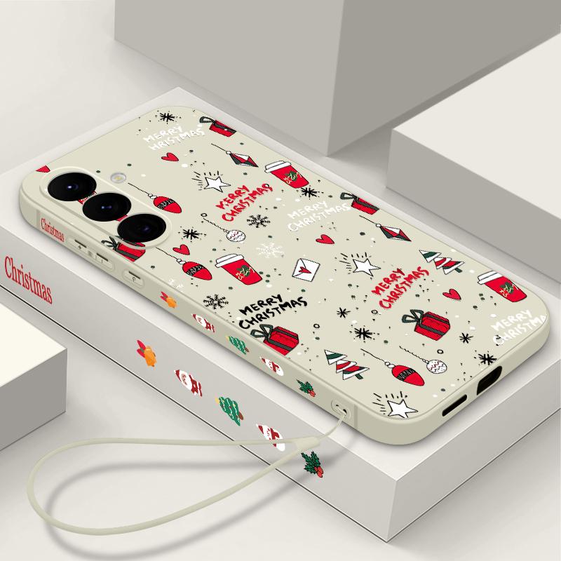 Christmas Gifts Pattern Phone Case For Samsung Galaxy A56 A17 A26 A16 A36 A55 A54 A53 A15 S24 S25 FE S25 S22 S23 Ultra Shockproof Lanyard Cover
