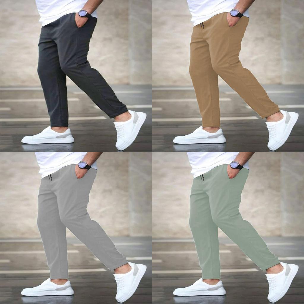 Men Casual Nine Pants With Polyester Fabric For Autumn Everyday Wear