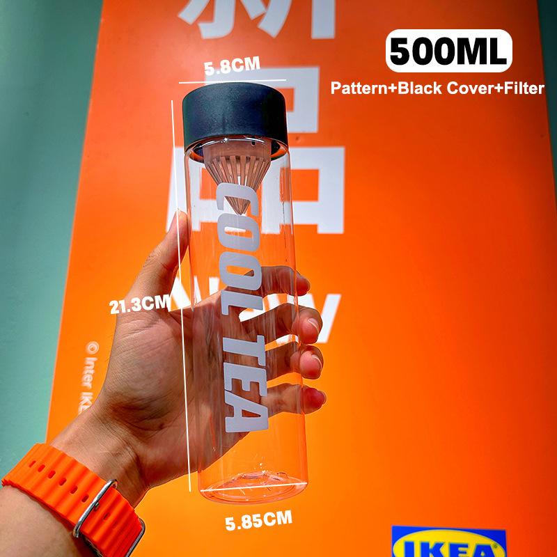Kallbryggt te Vattenflaska Filter Vattenkopp Bärbar För Sport Utflykter Mjölkte Fruktjuice Drickkopp Hemma Transparent