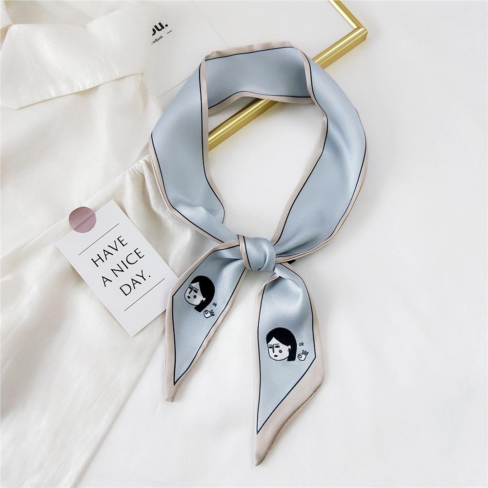 Decorative Simple Texture Silk Scarf Women'S New Style Spring And Autumn Summer Fashion Versatile Headscarf Work Scarf