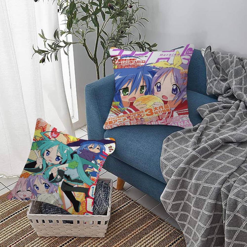 Anime Lucky Star Cushion Cover Car Throw Pillow Case For Sofa Car Christmas Gift