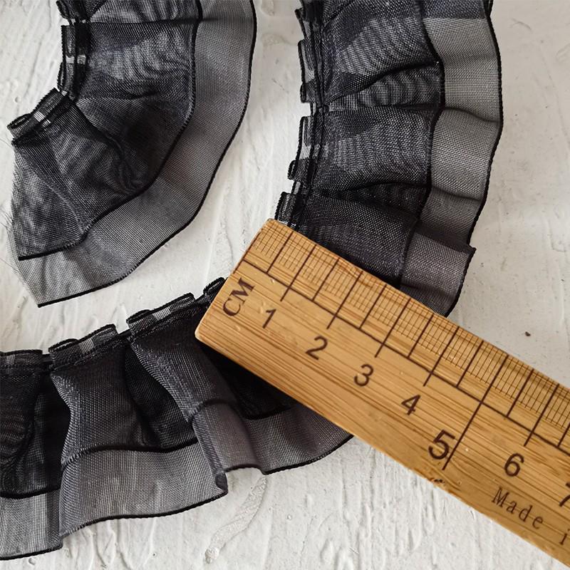 Material organza din dantelă neagră pentru îmbrăcăminte și accesorii DIY - Decorare decolteu și tiv fustă