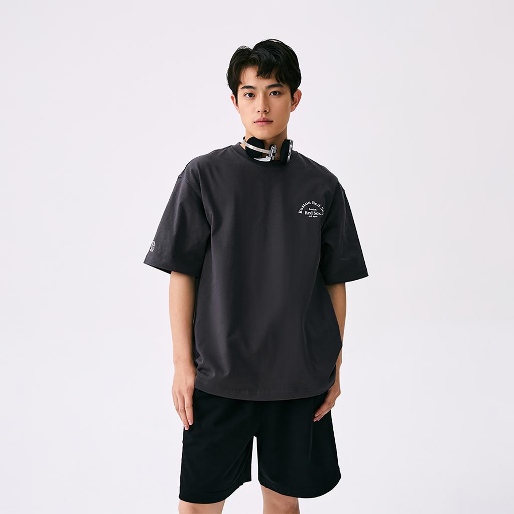 New MLB Boston Red Sox Basic Collection SS25 T Shirt Unisex Charcoal Gray 3ATSB4153-43CGS