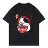 Loose Funny Japanese Cat Eat Ramen T Shirts Men Women Cat Tshirt Round Neck Short Sleeve Trendy Tee Shirt Streetwear