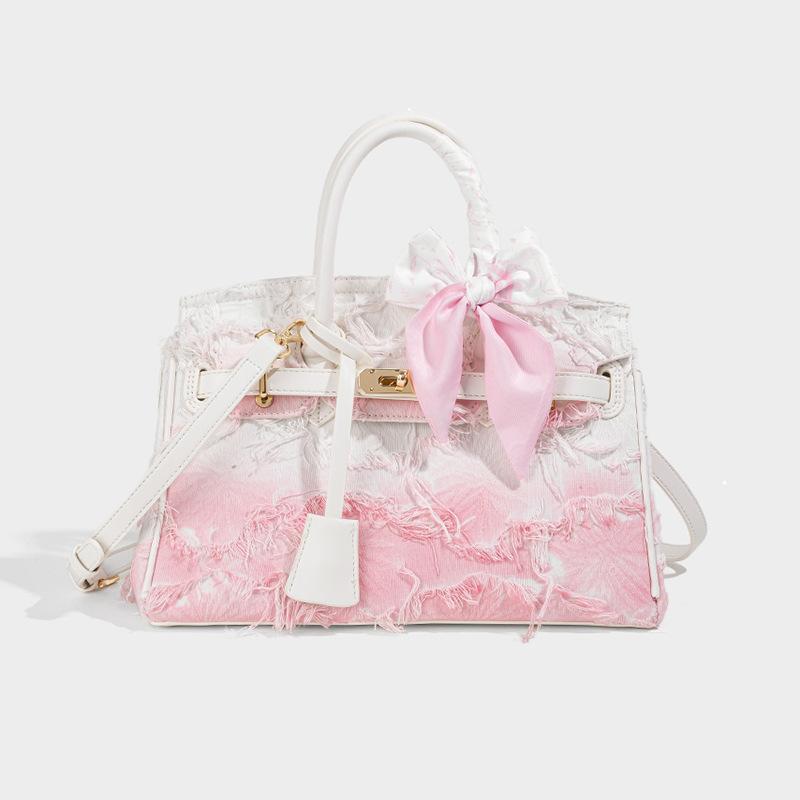 Vintage Denim Handbag for Women 2025 Spring Summer Platinum Light Luxury High-end Fashion Trend Single Shoulder Crossbody Bag for Women
