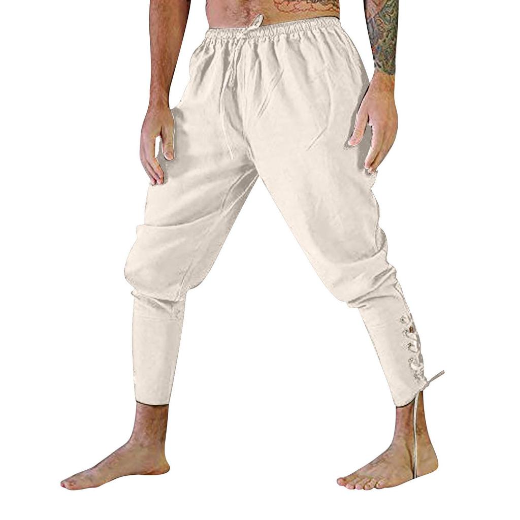 Summer Men's Medieval Stage Performance Casual Ankle Strap Pants
