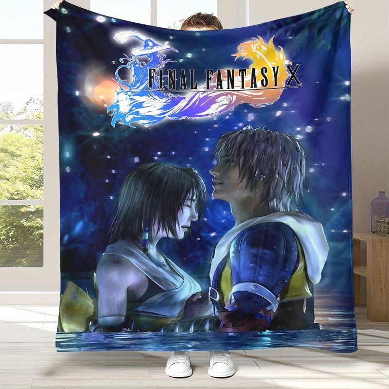 Classic Final Fantasy Games Cartoon Flannel Blanket,Ultra Soft Warm Plush Throw for Home Bedroom Bed Sofa Cover Office Picnic