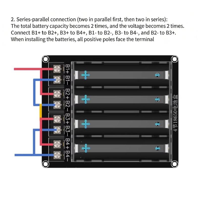 4-Cell 18650 DIY Battery Holder No Welding Required For Series Parallel Setups Overdischarge Shortcircuit Prevention