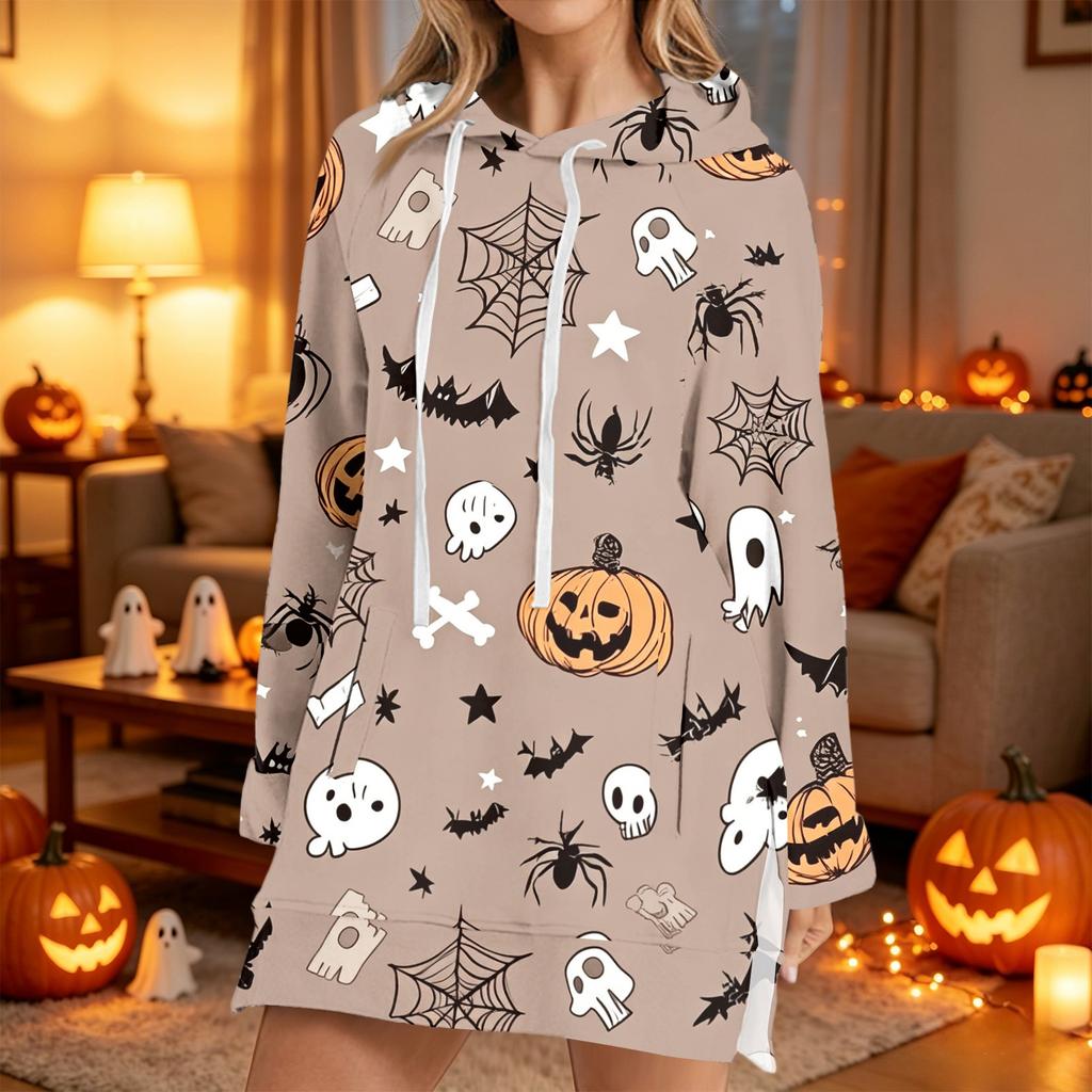 Women's Casual Long Sleeve Halloween Print Hoodie Pullover Top