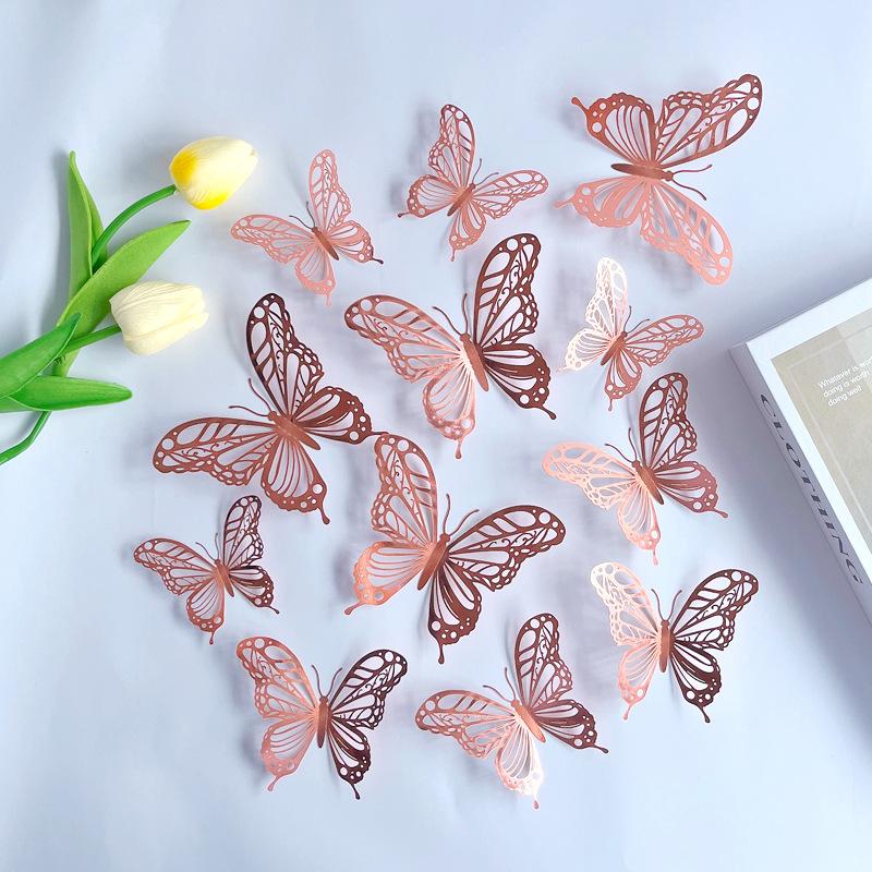 12pcs 3D Butterfly Wall Decor 3 Sizes, Butterfly Decorations for Butterfly Birthday Party Cake Room Decorations