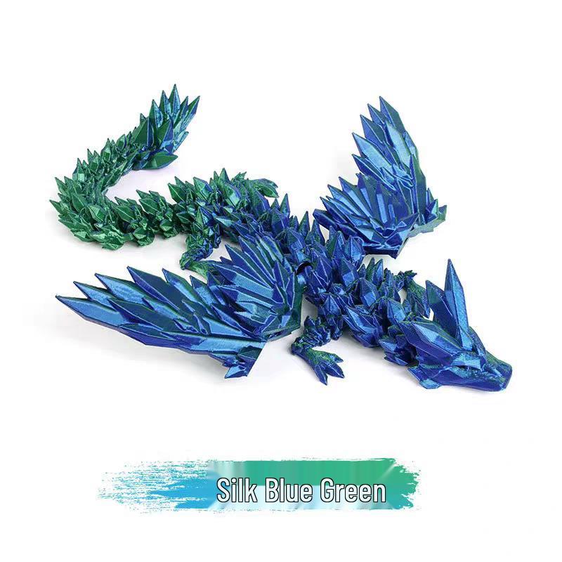 3D Printed Expandable Winged Crystal Dragon Ornament - Gemstone Dragon Children's Toy