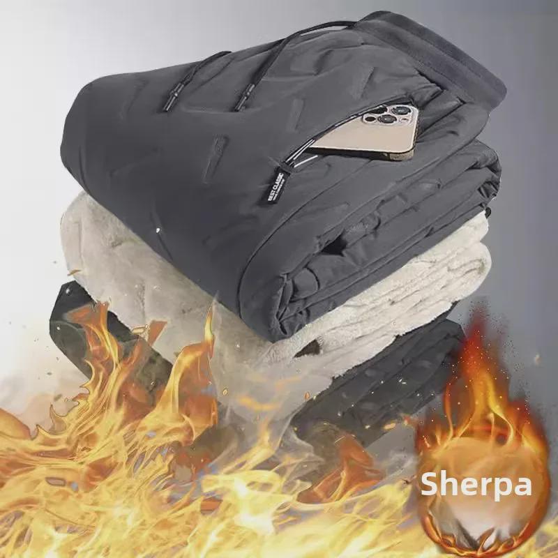 

Мужские зимние брюки из овчины: Теплые повседневные брюки на бархатной подкладке. 4XL