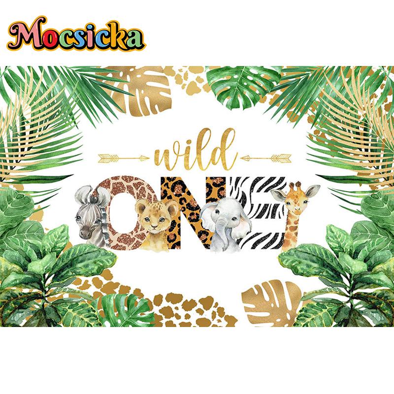 Mocsicka Safari Birthday Party Photography Background Forest Jungle Baby Shower Children Customized Photo Backdrop Banner
