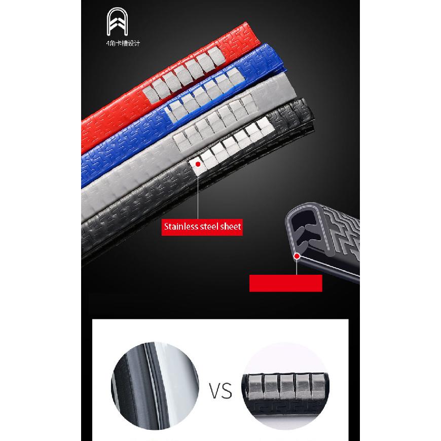 Car Door Protector Edge Scratch Strip Guard Trim Automobile Door Anti Collision Protection With Steel U Shape Edge Rubber Seal Interior Mirrors 6