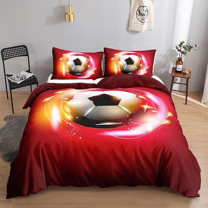 Cartoon Fußball Bettlaken, Quiltsets, Bettwäschesets, Dreiteilige Digitaldruck Studentenheimsets