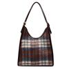 Commuter large-capacity woolen bag, new autumn and winter fashionable simple plaid women's shoulder tote bag