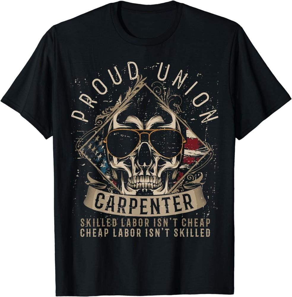 American Flag And Skull Union Worker Carpenter T-Shirt Unisex T-Shirt