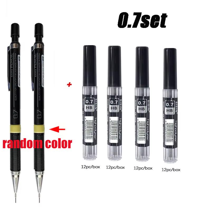 Mechanical Pencil with Refill Set 0.3/0.5/0.7/0.9mm Automatic Pencil Replaceable Leads Office School Writing Stationery Supply