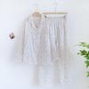 Spring and Summer New Women's Pajamas Set 100% Cotton Double-layer Gauze Long-sleeved Two-piece Set Cartoon Cute and Sweet Home