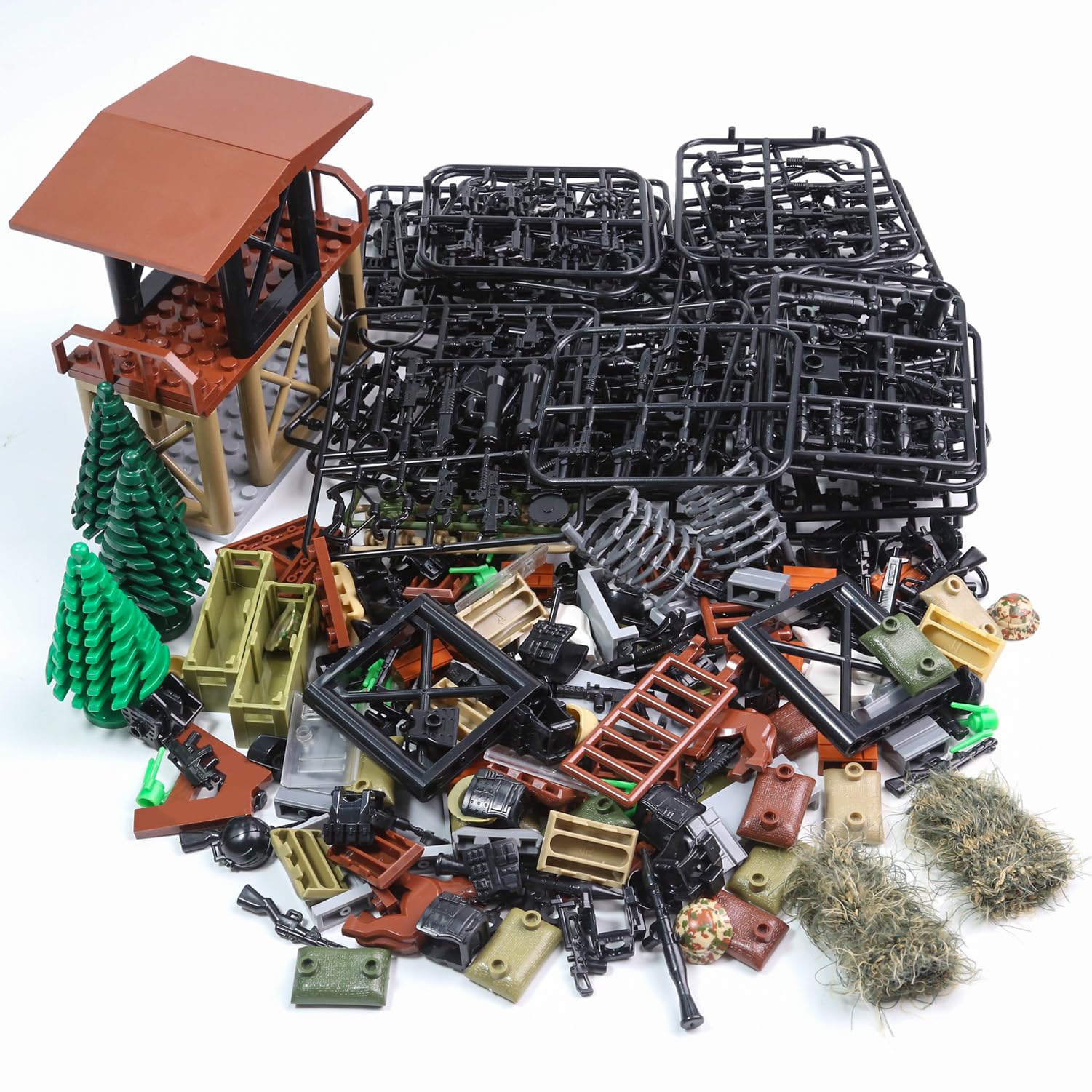 

Домоні 450г (1 фунт) Части військового спорядження часів Другої світової війни та костюм Гіллі - Набір іграшкових армійських аксесуарів для фігурок солдатів - Сумісний з основними брендами мініфігурок