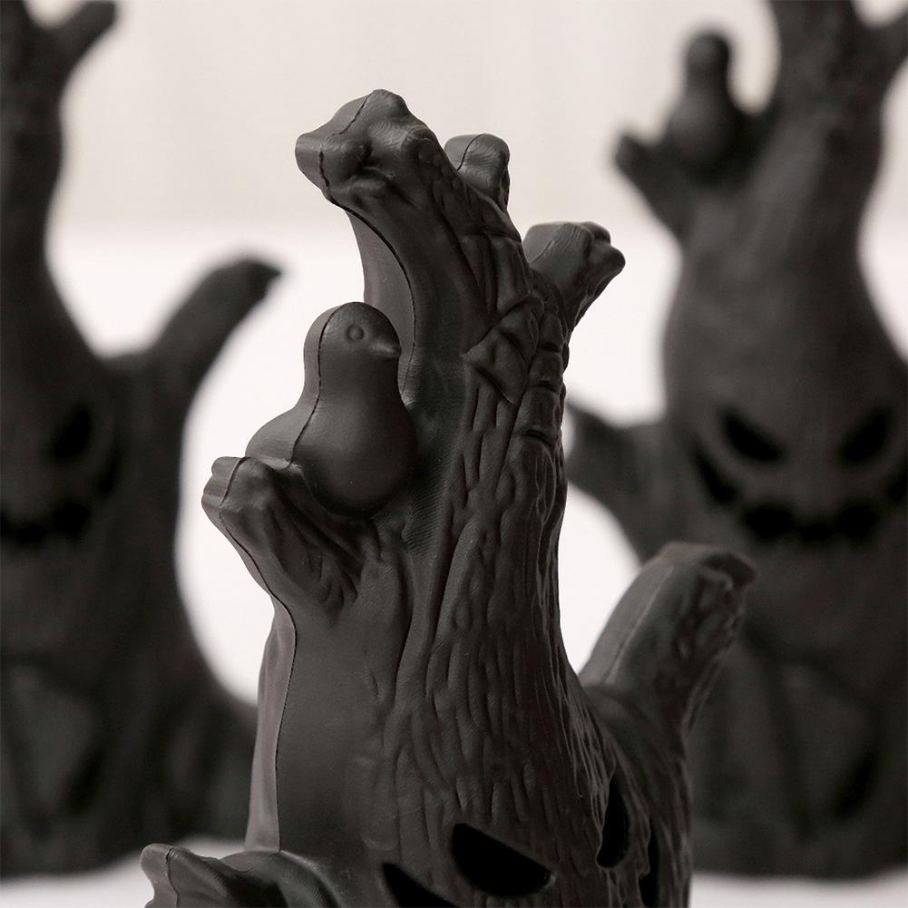 Halloween LED Baumgesicht Figur Batteriebetrieben Geistergesicht Baumstatue Gruseliger Baum Dämon Statue für Spukhaus Dekoration