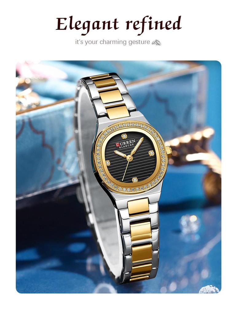CURREN 9101 Women's Square Dial Quartz Casual Wristwatch