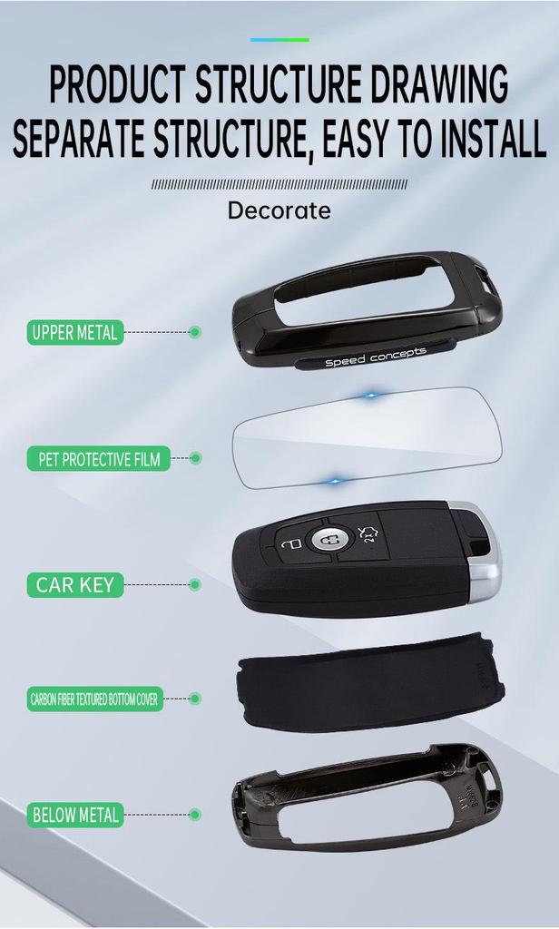 Ford Key Case for Mondeo, Explorer, Equator, Focus, Edge, Taurus, and EVOS - Car Key Holder.