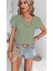 2025 Spring/Summer Women's Amazon Casual Slim-fitting Leisure Knitted Short-sleeved V-neck Top