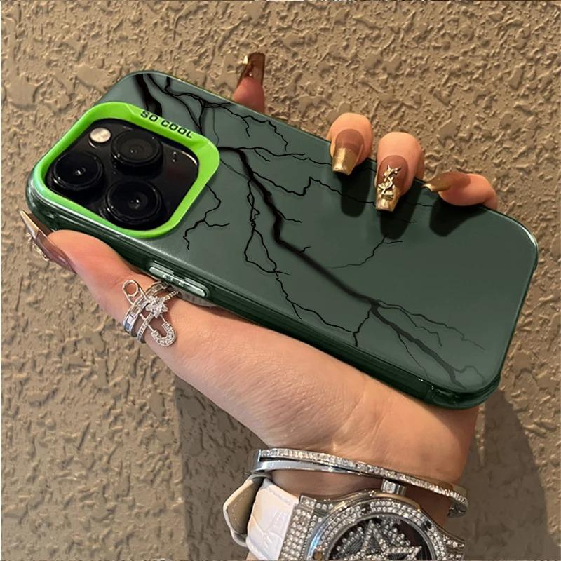 Luxury Lightning Graphic Matte Hard Case for iPhone 16 15 14 13 12 11 Pro Max XS X XR 8 7 Plus Shockproof Plating Cover