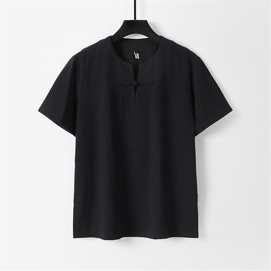 Summer Men Linen T-shirt Fashion Casual Solid Color Male Plus Size 9XL Traditional Style