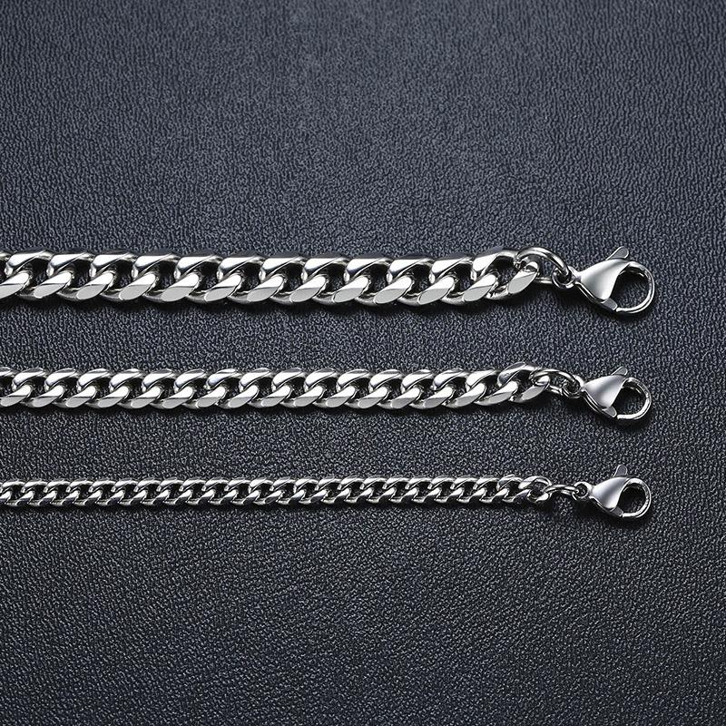 Cuban Link Chain Necklace for Men Women,3 To 7mm Stainless Steel Choker,Basic Jewelry Gift