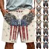 Men's Drawstring Waist Casual Shorts with Independence Day Print Relaxed Fit Lightweight Breathable Fabric for Daily Wear