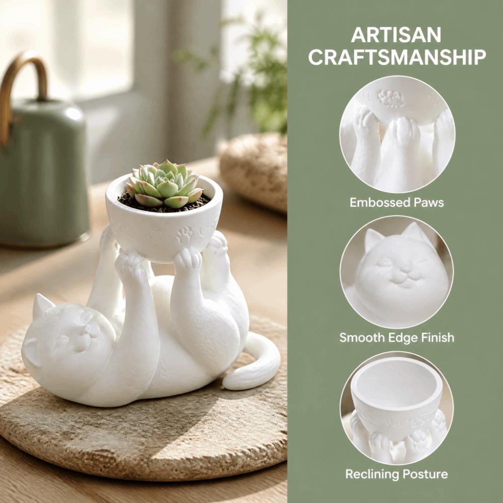 3D Printed Succulent Planter Plastic Cat Plant Pot Plant Holder Reclining Cat Planter Office