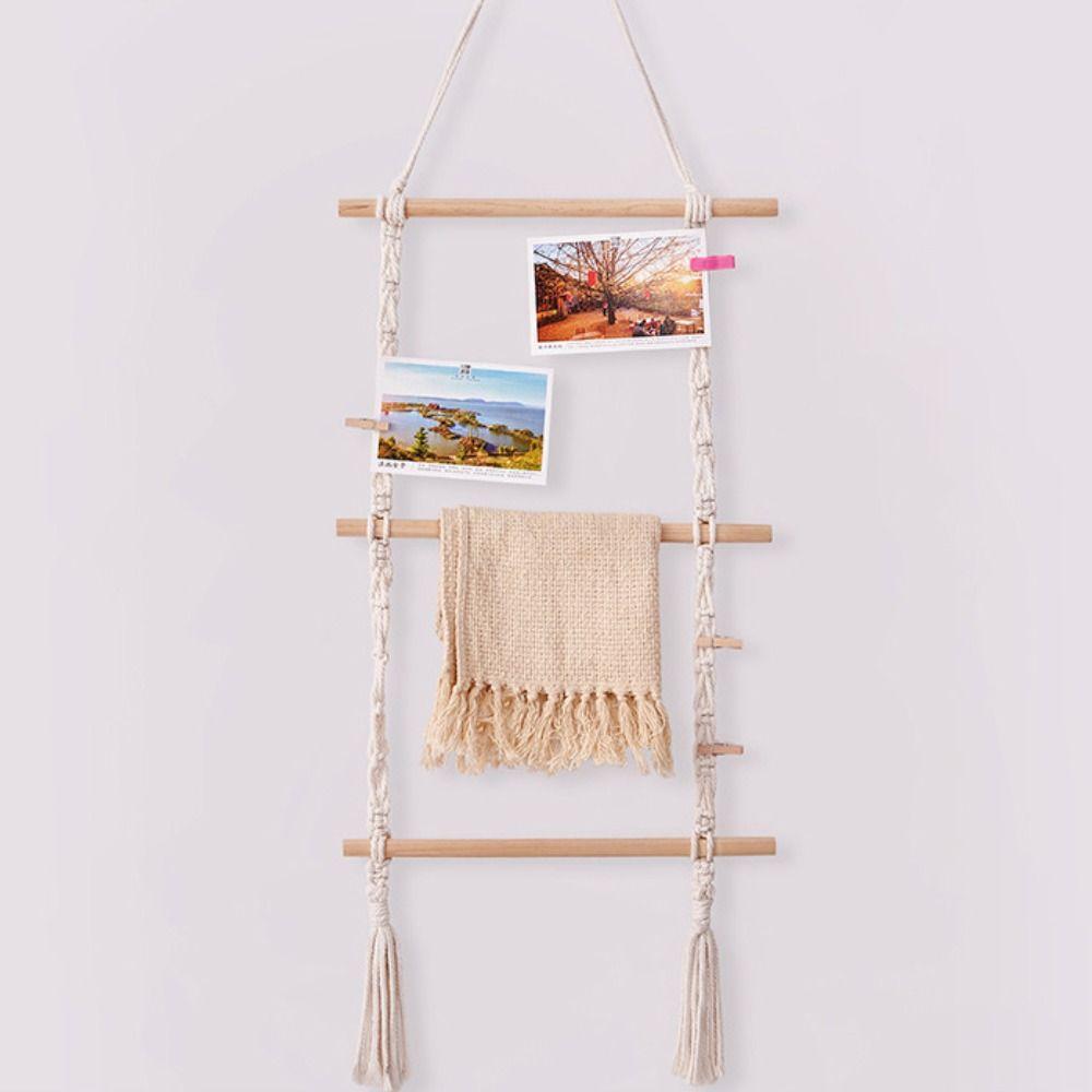 Handmade Woven Tapestry Cotton Rope Storage Rack Bohemian Style Wall Hanging Pendant  Homestay