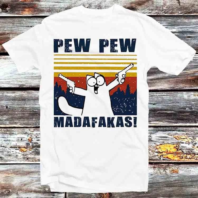 Pew Pew Madafakas Забавный Дизайн Рисунок Кота Футболка B661 XL