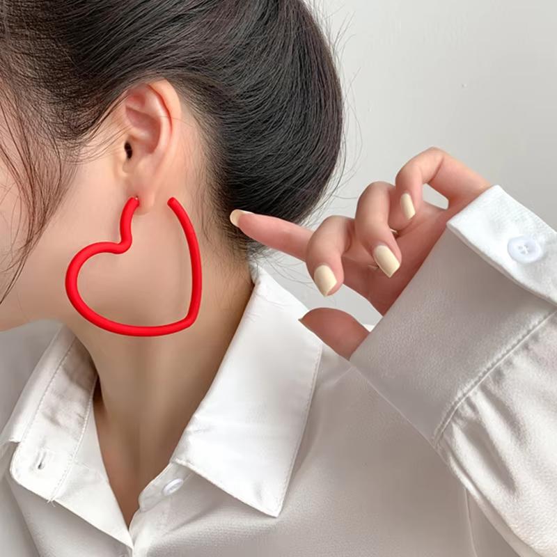 Fashion Geometric Personality Neon Acrylic Big Star Hoop Earring For Women Hollow Heart Earring Jewelry