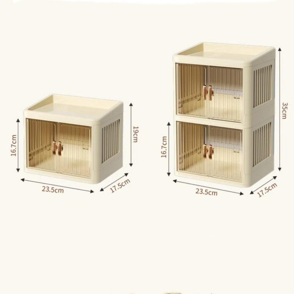 Foldable Makeup Storage Box Dust-proof Large Capacity Storage Shelf Multi Layer Double Door Cosmetics Storage Box