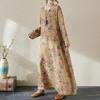 Spring Cotton Vintage Long Sleeve Print Dresses For Women Casual Loose Dress Femme Robe Vestidos Elegant Clothing
