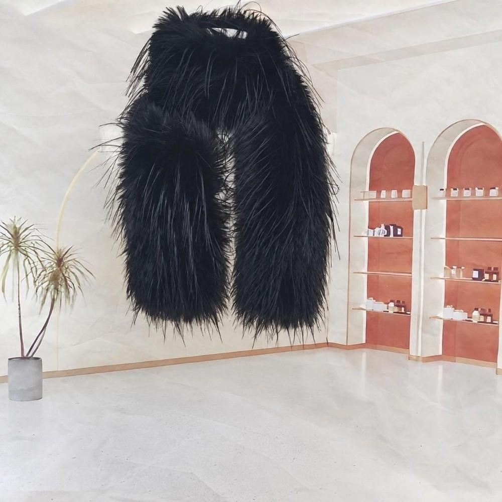 Thicken Warm Faux Fox Fur Scarf Fluffy Thick Tassels Thickened Scarf Long Scarf Autumn Winter