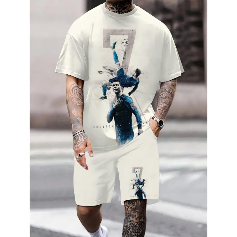 2025 Summer New 3D Printed Men's Set Short Sleeve Shorts Outdoor Clothing Comfortable, Soft, Breathable
